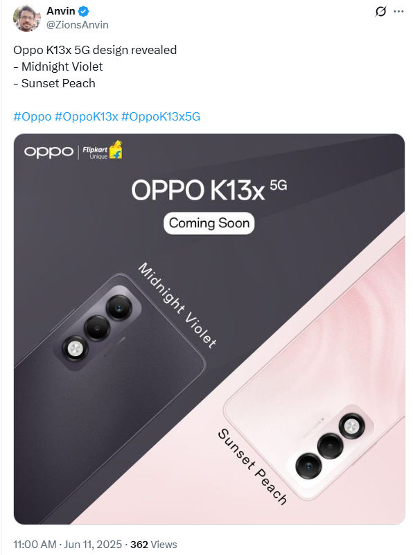 Oppo K13x 5G Oppo K13x 5G design revealed