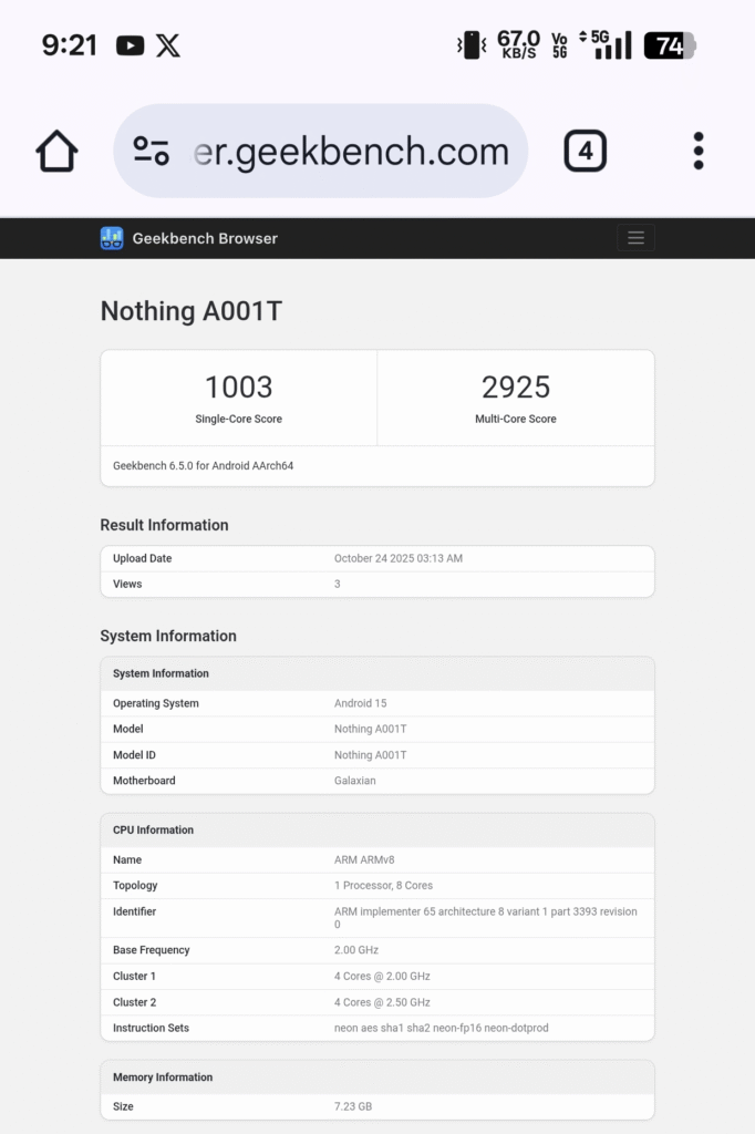 Nothing Phone Nothing Phone (3a) Lite Spotted on Geekbench